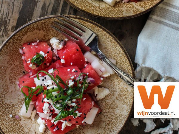 Salade van watermeloen en feta