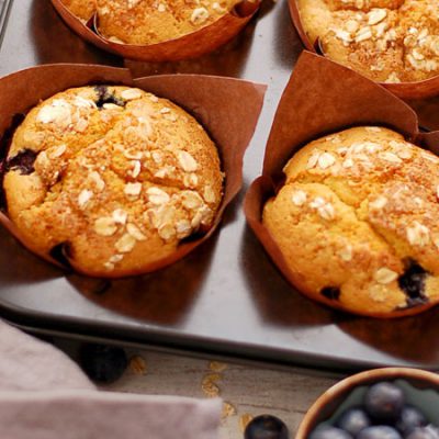 Citroen bosbessen muffins, lemon blueberry muffins recept